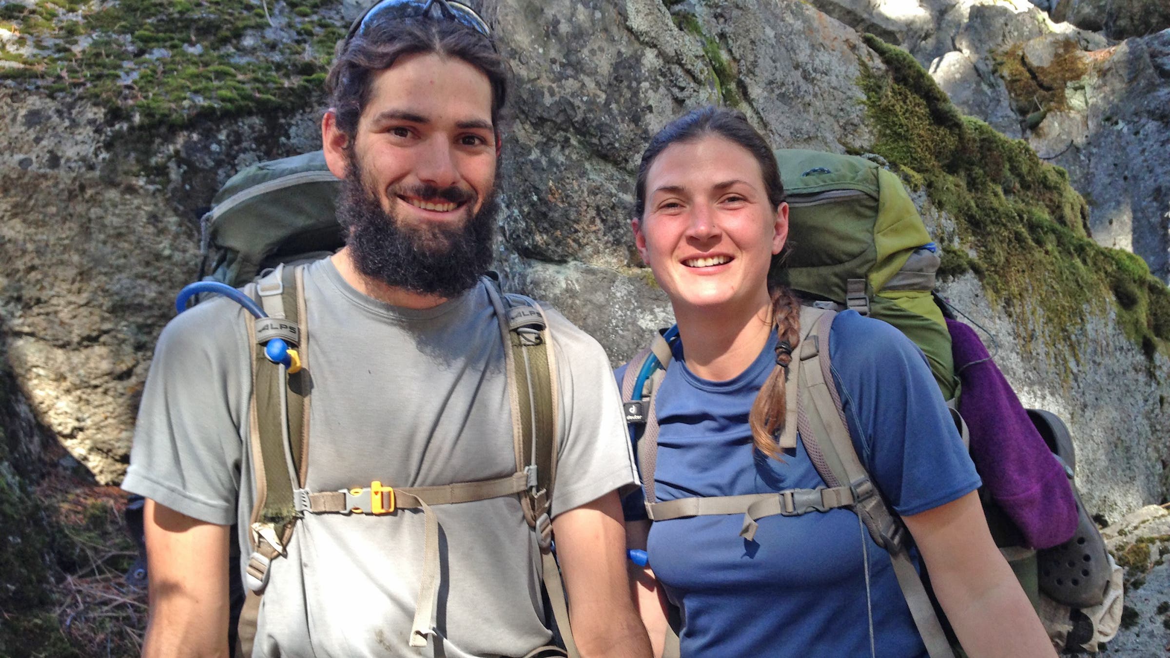 Rico Colomb (left) and Mandy Torres, 26 and 32
<p>Trail Names: Cup and Ladybug</p>
<p>Windsor, California</p>
<p>Ladybug: “Hiking over the passes in the Sierras was a lot scarier than I thought it was going to be. Before the trip, I thought that if I got stung by a bee, I’d die, but I got stung twice by a bee and I am still here!”</p>
<p>Cup: “I learned I’m capable of going through a lot more misery than I thought I was. I can hike a lot farther in a day than I thought. Biggest day was 29 miles. At the start I did a 14-mile day and thought I was going to die.”</p>