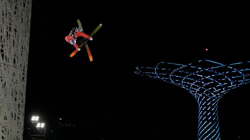 K2 Ski Team member Kai Mahler during the International Ski Federation Freestyle Skiing Big Air World Cup in Milan.