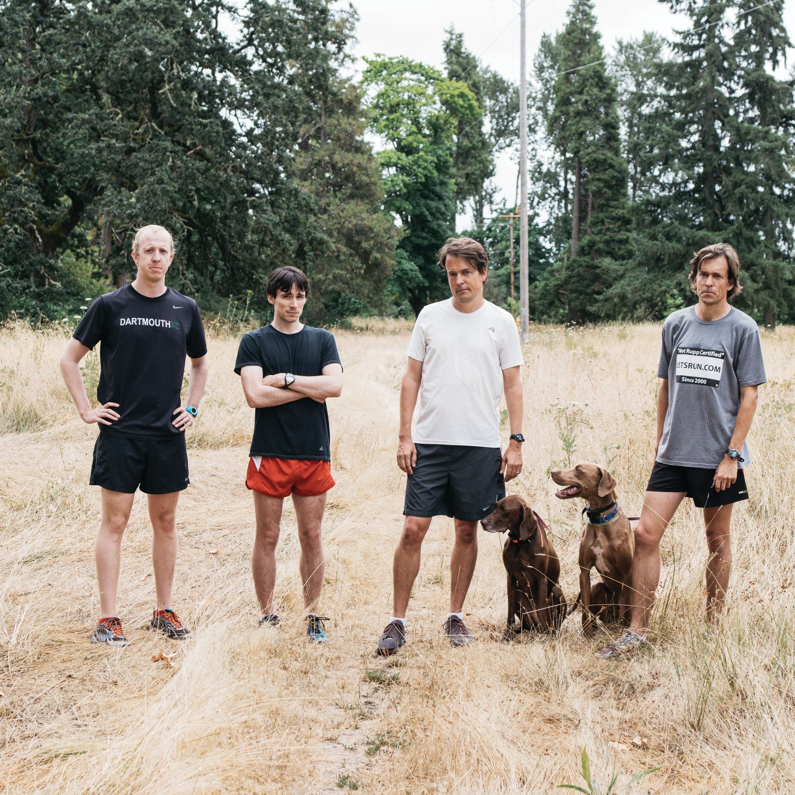Team LetsRun. From left: Jon Gault, Steve Soprano, Robert Johnson, Millie, Hershey, and Weldon Johnson