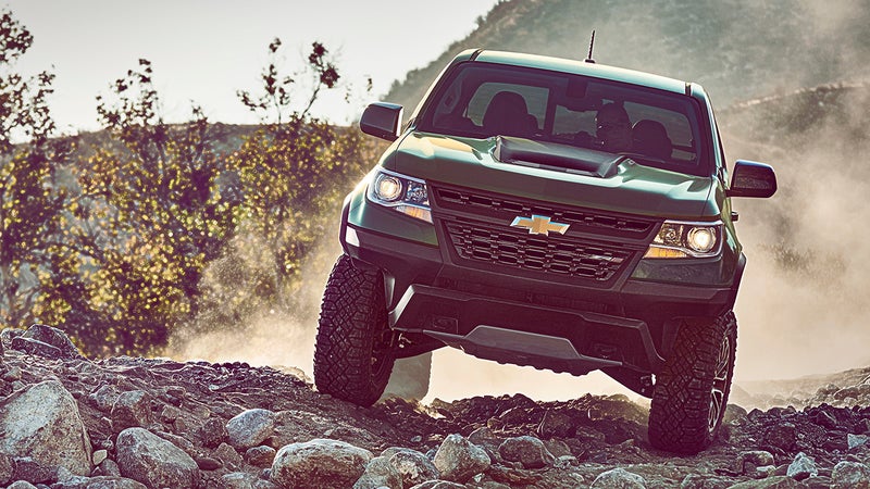 From the front, the ZR2's new bumper gives the appearance of extreme off-road ability, thanks to those prominent cutouts ahead of the tires.