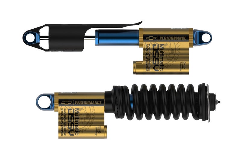 The ZR2's new Multimatic shocks package extremely bulky external valving down by the control arms. Seems like that's a very exposed location for some fragile parts. And the actual content of the shock doesn't appear all that impressive, with very thin piston rods, for example.