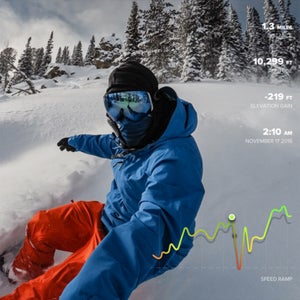 Currently the options available are speedometer, altitude, g-force, elevation gain, distance traveled, a speed graph, and a traced GPS path.