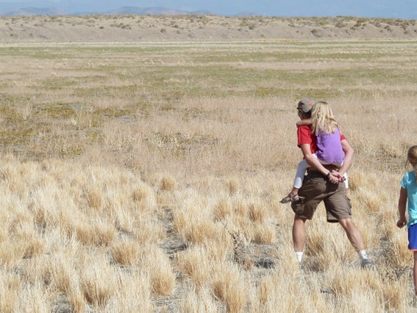 Branch hikes with his two daughters.