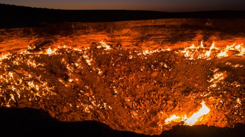 The 鈥淒oor to Hell鈥 in Turkmenistan. This is a former Soviet natural gas field that collapsed in 1971. Geologists lit in on fire, apparently thinking it would burn out in a few days, but it鈥檚 been burning ever since. It was one of the most breathtaking sights I鈥檝e ever encountered.