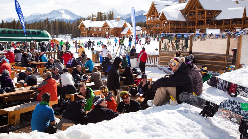 Kicking back after a big day at Lake Louise.