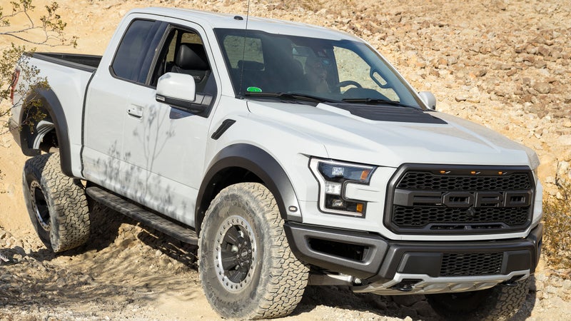 The Raptor's dimensions can be overly large on tight trails, but the truck is otherwise unexpectedly good at crawling over rocks, in addition to its obvious prowess at high-speed desert driving.