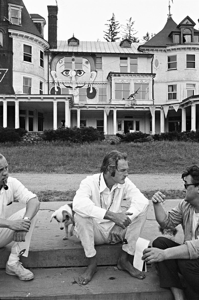Timothy leary in 1967, outside the 63-room New York mansion where he and his followers lived.