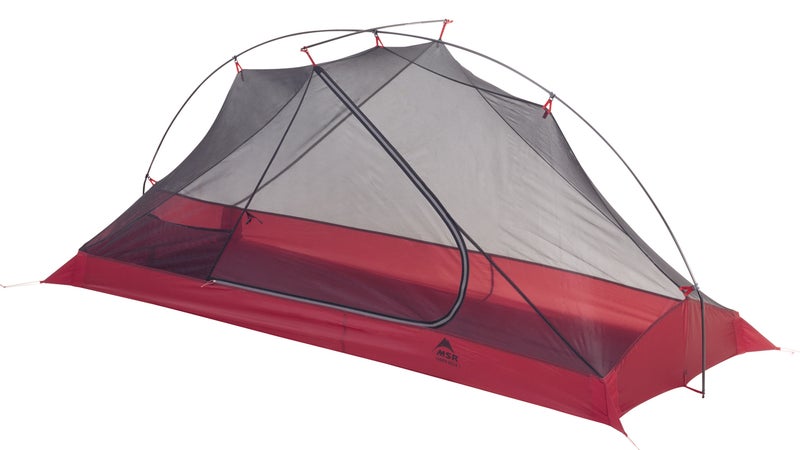 Easton carbon poles are strong, but light, which is true of the rest of the tent too. Check out the vertical walls of that bathtub floor; this thing will keep you dry no matter what.