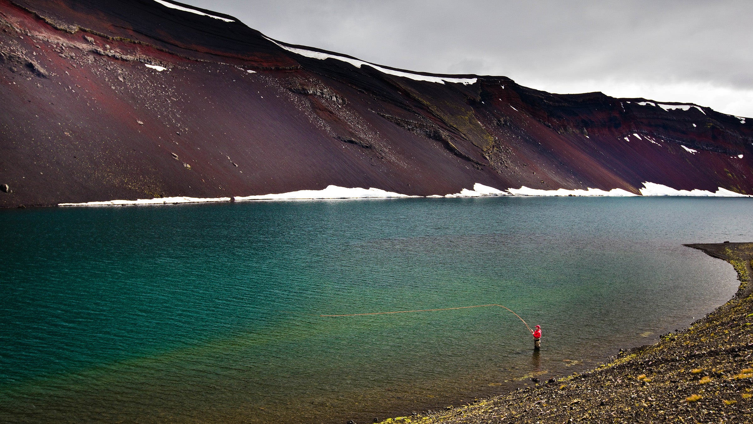 Fly fishing in Iceland's Tungnaa River last July.