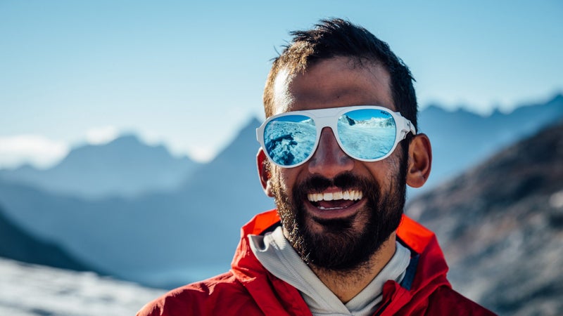 Andrew Yasso wears the Revo Traverse in the French Alps.