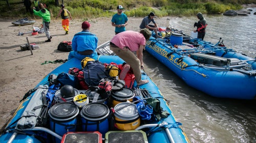 Putting on the final touches before the weeklong trip. The only items left to load were the eight carbon freestyle kayaks.