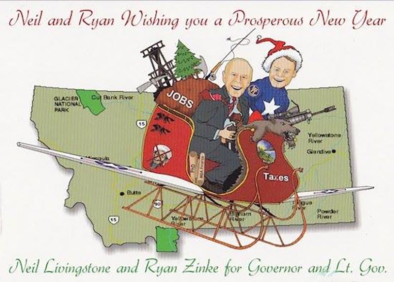 This was the Christmas card Trump's pick for interior secretary sent out in 2011. Note the dead wolf.