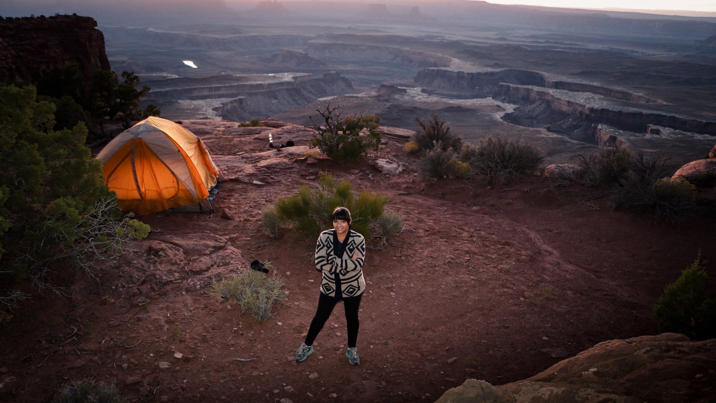 Tariq after setting up camp for the night in Canyonlands National Park, Utah.