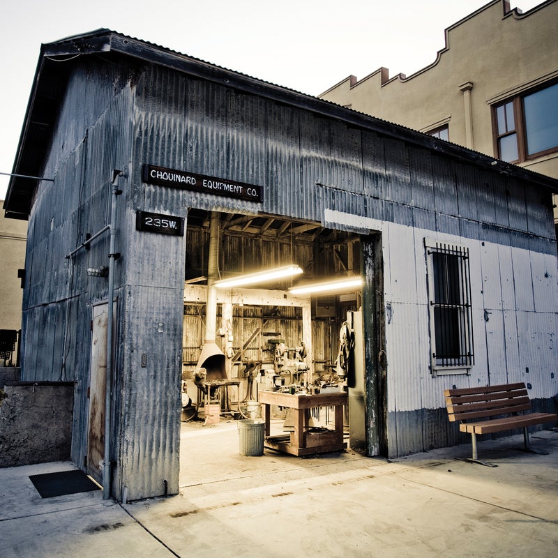 Chouinard's tin shed still stands on Patagonia's campus in Ventura, California.