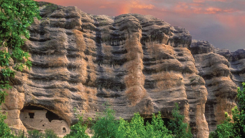 Anasazi cliff-dwelling ruins in Gila National Monument, New Mexico.