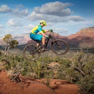 Catching air on a signature Sedona step-down.