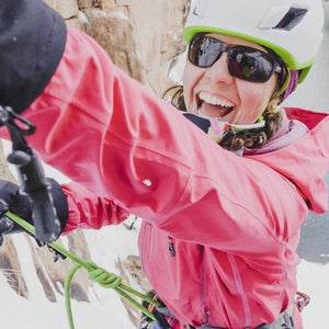 A woman climbs at Chipeta Falls, Colorado.