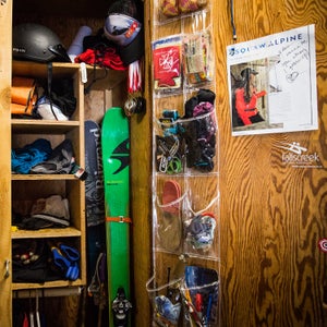 Squaw Valley Ski Patroller Robin McElroy's work locker on December 12, 2016
