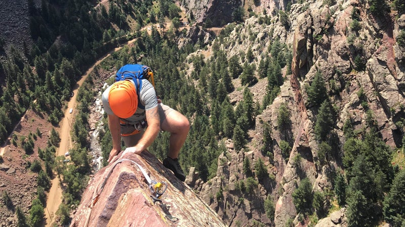 Chris climbs the Great Zot.