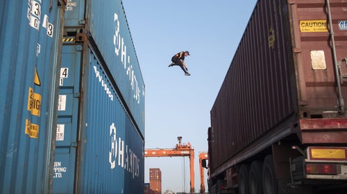 Jason Paul performs parkour at Dreamland 2016 in Istanbul, Turkey.