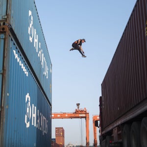 Jason Paul performs parkour at Dreamland 2016 in Istanbul, Turkey.