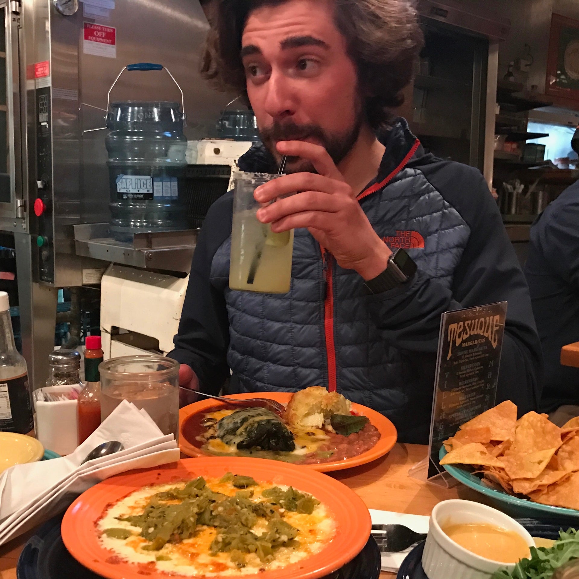 The author enjoying an oversized meal.