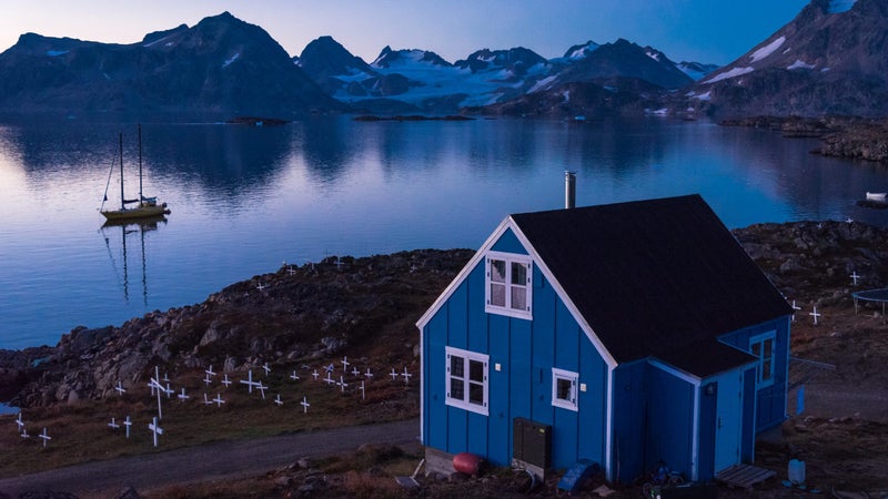 A sailboat moored off Tasiilaq.