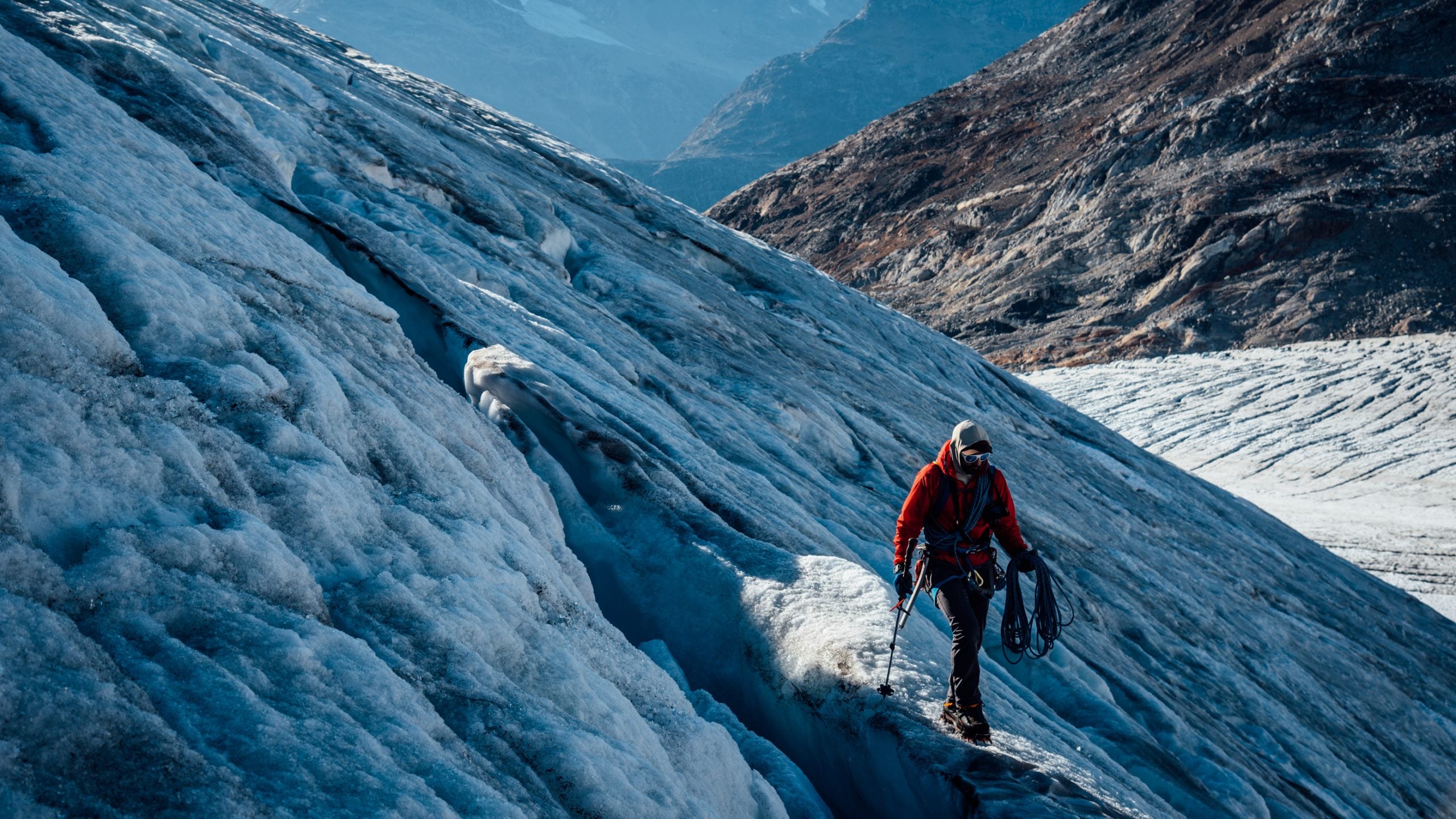 Andrew crosses a glacier somewhere off the Tasiilaq Fjord.