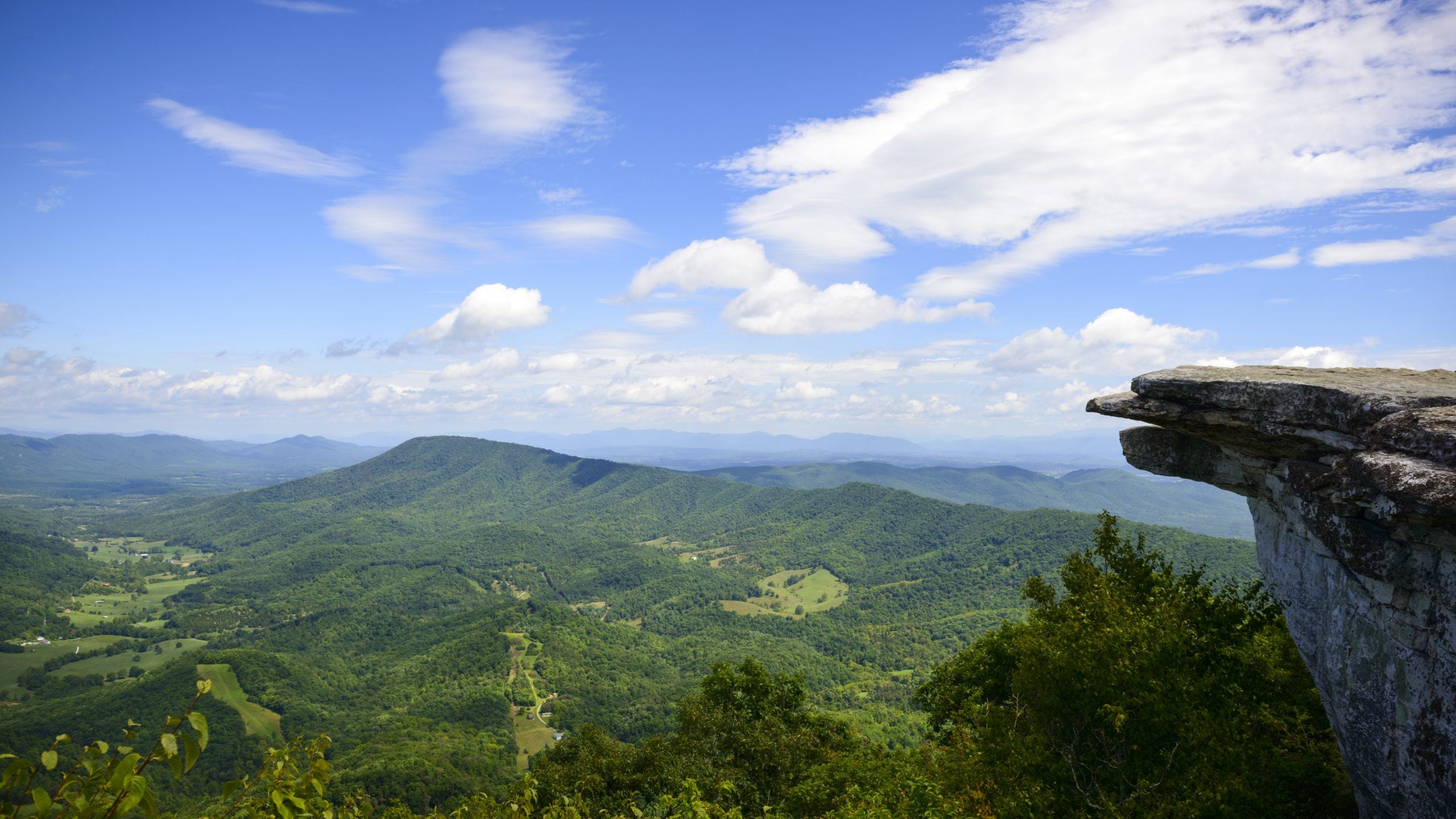 One of the most notable Virginian views from the Appalachian Trail is of McAfee Knob.