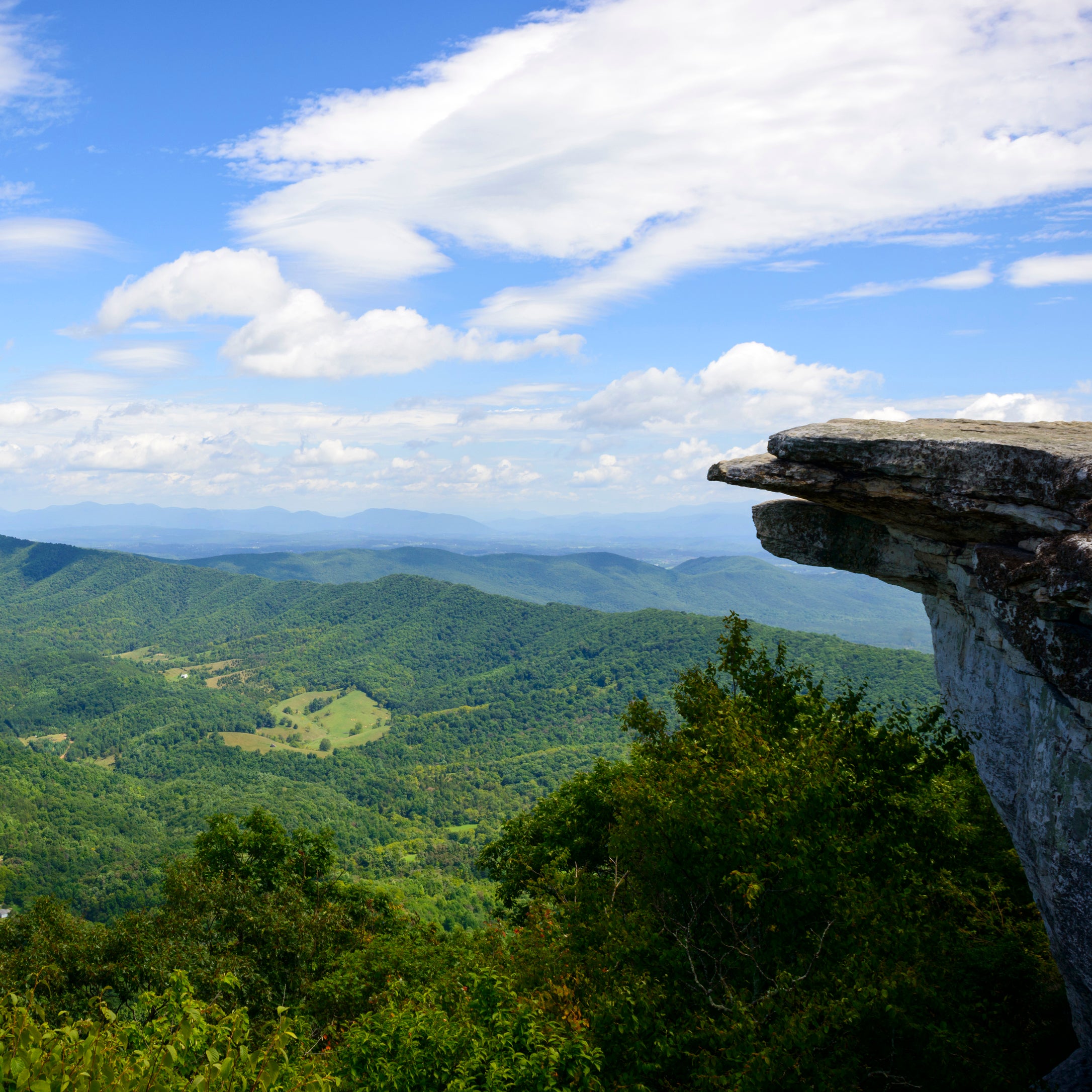 One of the most notable Virginian views from the Appalachian Trail is of McAfee Knob.