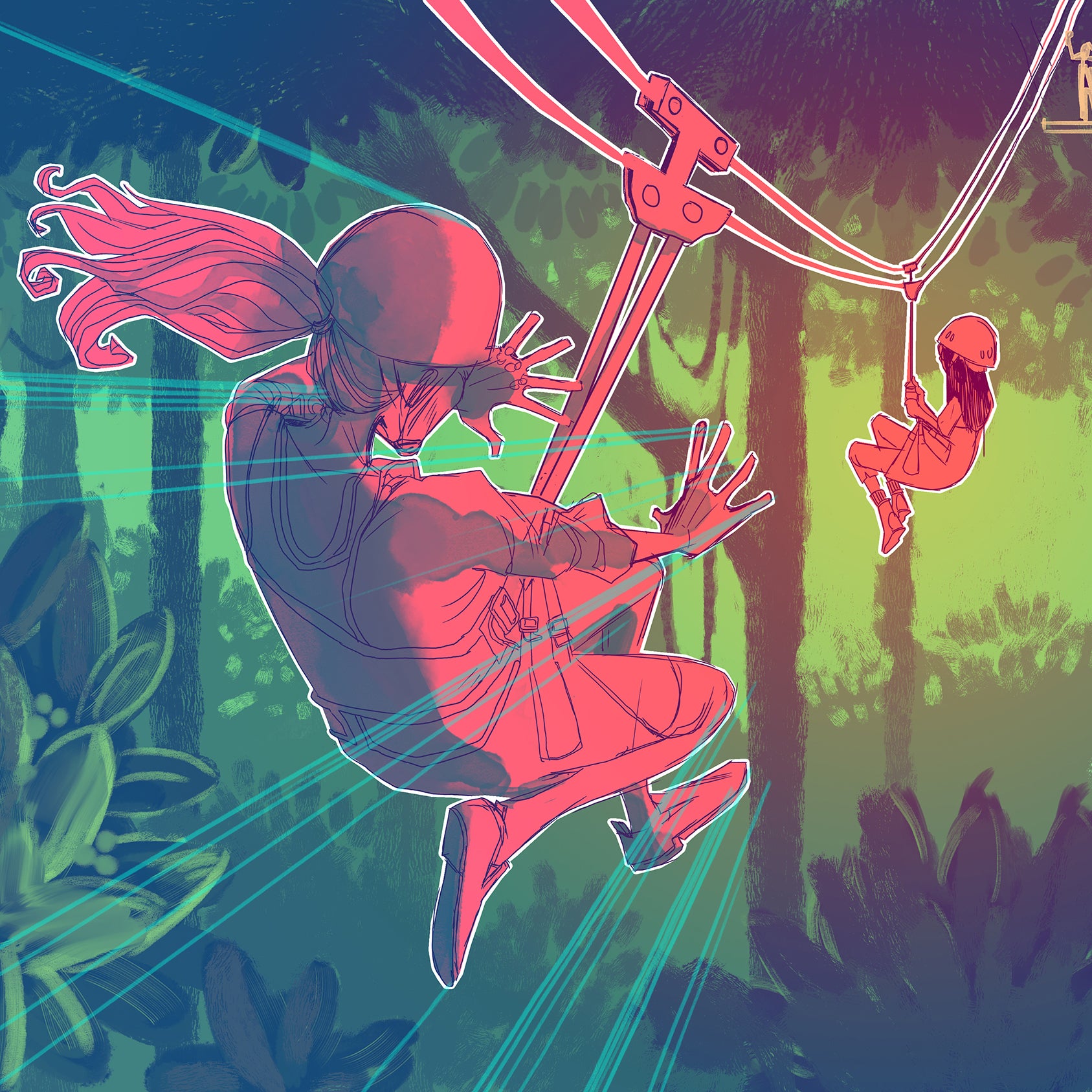 graphic of a zip line accident and danger