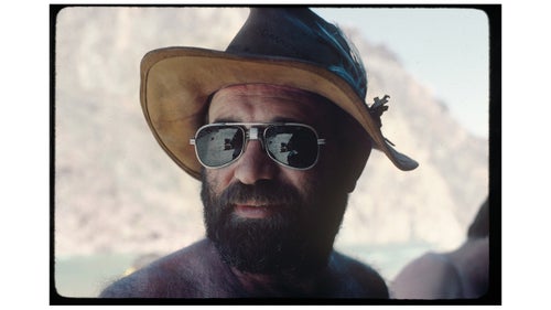 My father on our third trip, in 1985. He always wore his signature leather hat, and the duct-taped glasses repair was standard for him. In this image, he is much younger than I am now.