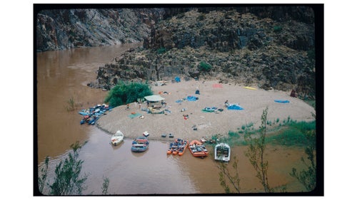 Separation Canyon in 1984. This heart-shaped beach symbolizes what used to be more-or-less the end of the float for many. It is the famous side-canyon which three members of the John W. Powell trip chose to leave the float in 1869.
