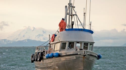 A drift boat near Ugashik prepares to fish.