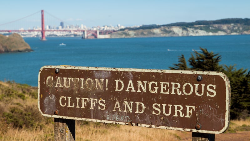Surfing is not recommended in the Golden Gate area.