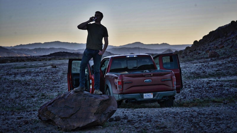 I enjoy a hard-earned Tecate after a long day of putting up with Pelton's driving.