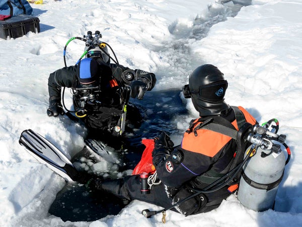 Art Woods takes the plunge into the icy depths.