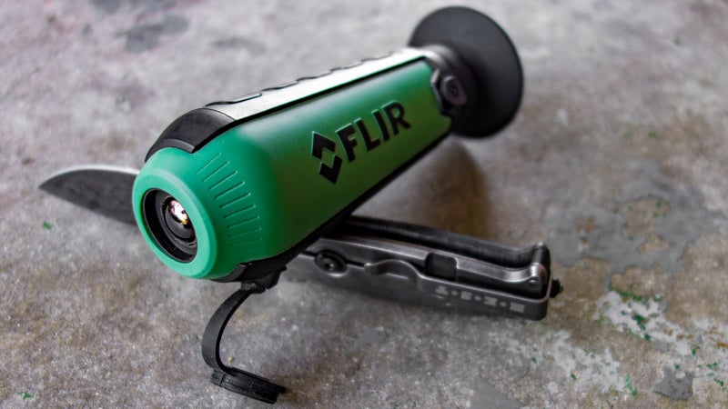 The FLIR Scout TK fits easily into the palm of your hand. You press it to your eye in order to see through it, cutting out any tell-tale light source.