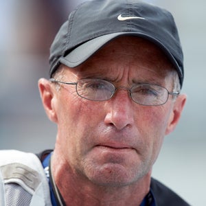 Alberto Salazar in the stands of the 2013 USA Outdoor Track & Field Championships at Drake Stadium in Des Moines, IA.