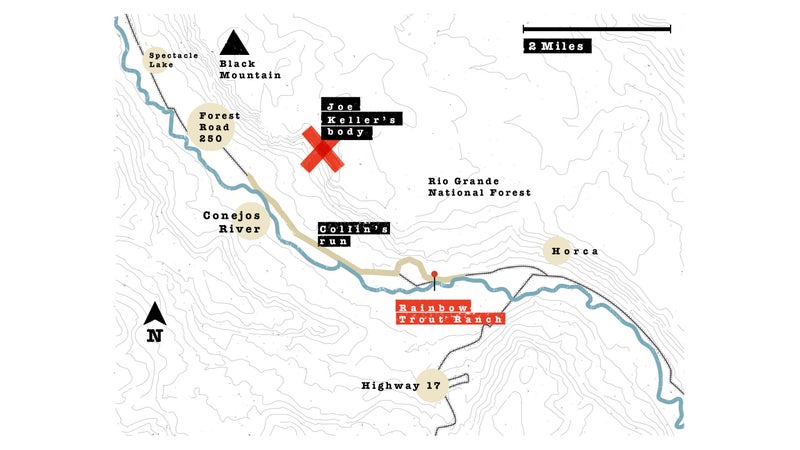 Map of Rio Grande National Forest and Rainbow Trout Ranch areas of Colorado.