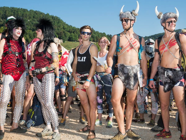 Competitors line up at the start of the 24 hour heaven/hell climb.