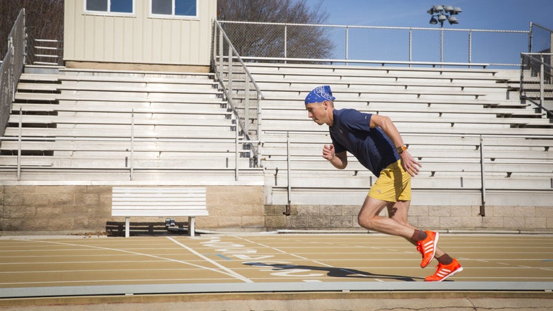Charles Bethea warming up at a track near his home in Atlanta.