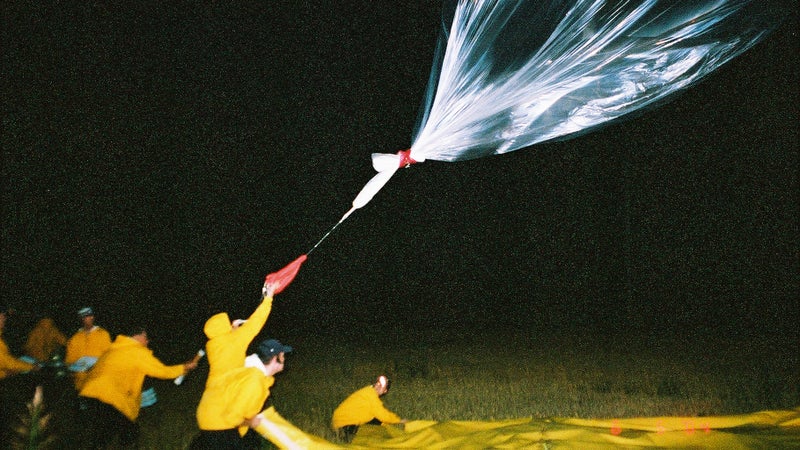 A 30-foot balloon is launched during storms to gather data on lightning.