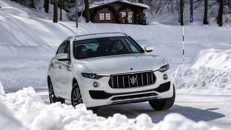 The Levante is sure-footed on ice, at least when fitted with the studless winter Pirellis our tester was wearing. While AWD can help improve acceleration on slippery surfaces, it can't help a car turn or slow down. Please, put winter tires on your car if you're driving in an area with winter weather.