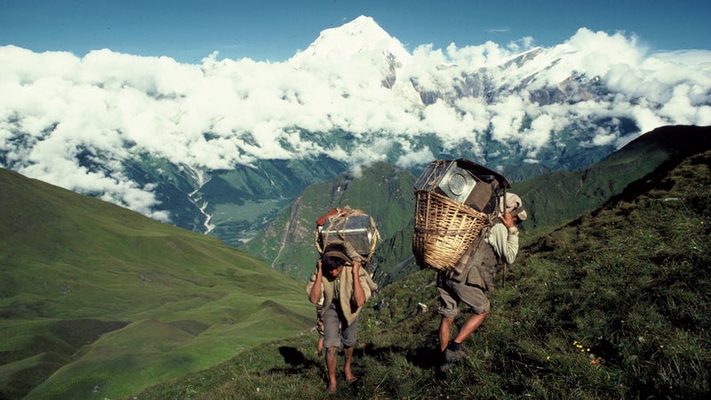 Porters on the ten-day trek from Pokhara to base camp