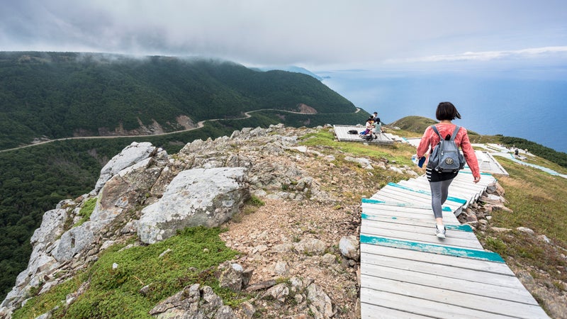 Hiking the Skyline Trail in Cape Breton Highlands National Park.