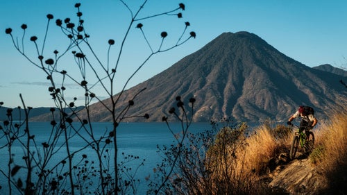 Eric Porter rides above Lake Atitl谩n, which is surrounded by 33 volcanoes, including three that are currently active.