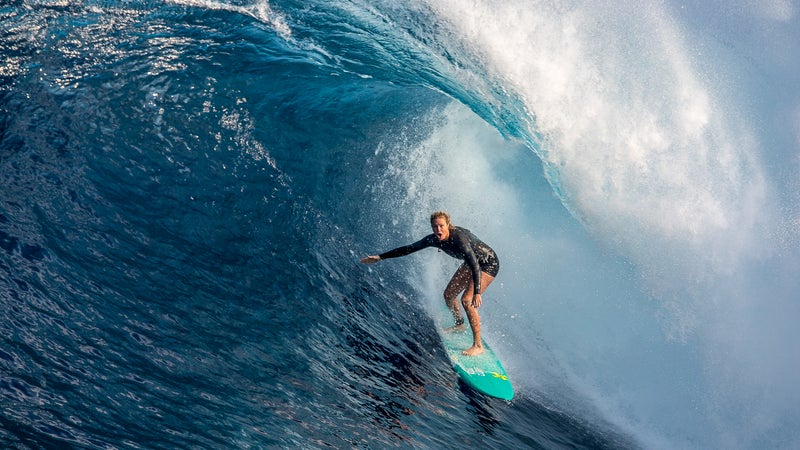 Alms in the barrel at Jaws.