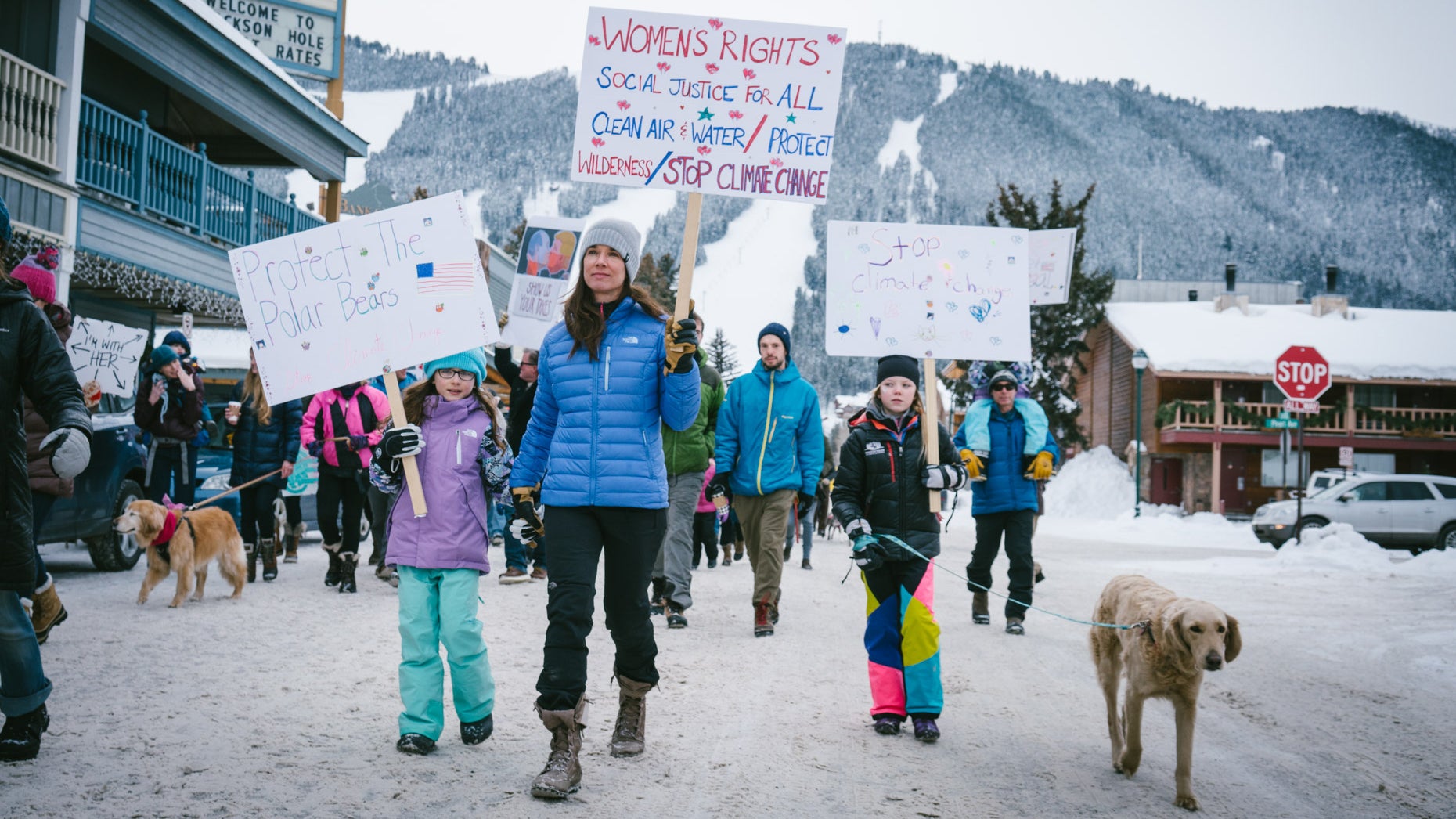 Kit DesLauriers marched with her two daughters at the Women's March in Wyoming in January.