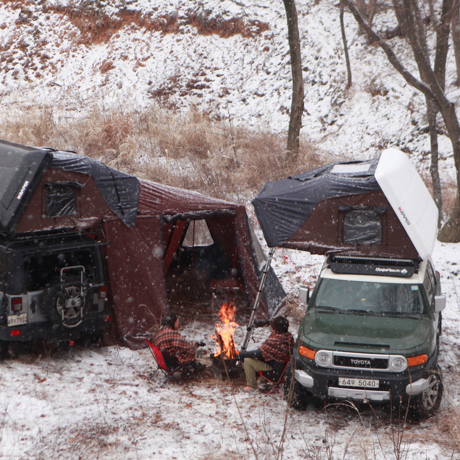 A rooftop tent that fits a family of four.